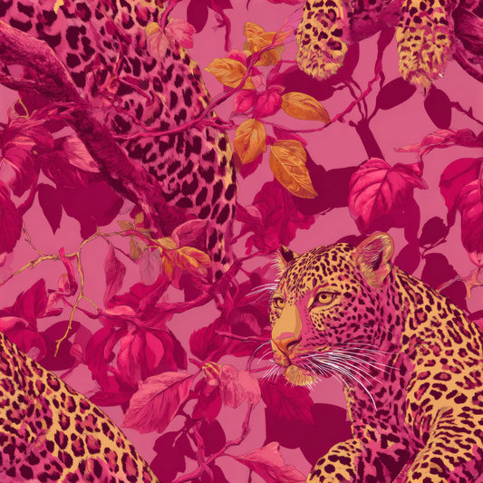 Cerise Prowl Wallpaper installed in a room mockup