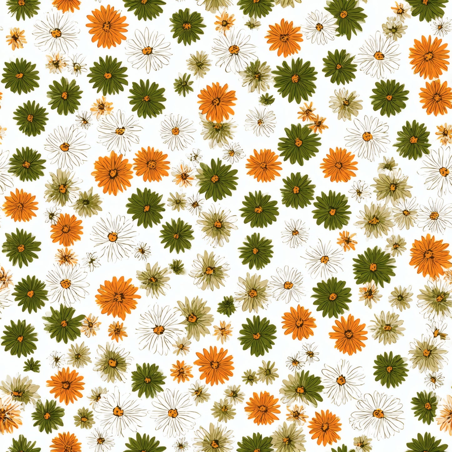 Olive Daisy Field Wallpaper pattern repeat tile