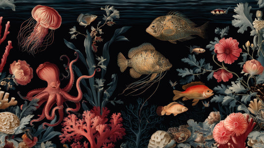 Abyssal Menagerie Mural installed in a room mockup