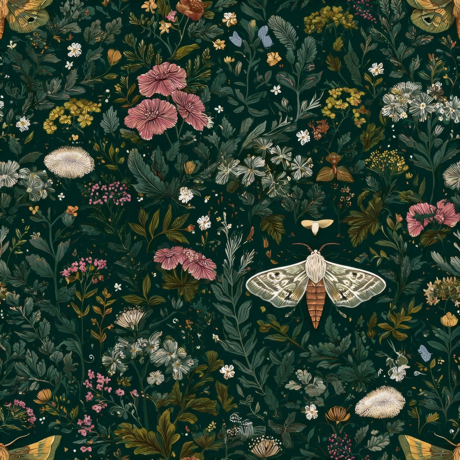 Moth Garden Tapestry - botanical wallpapers