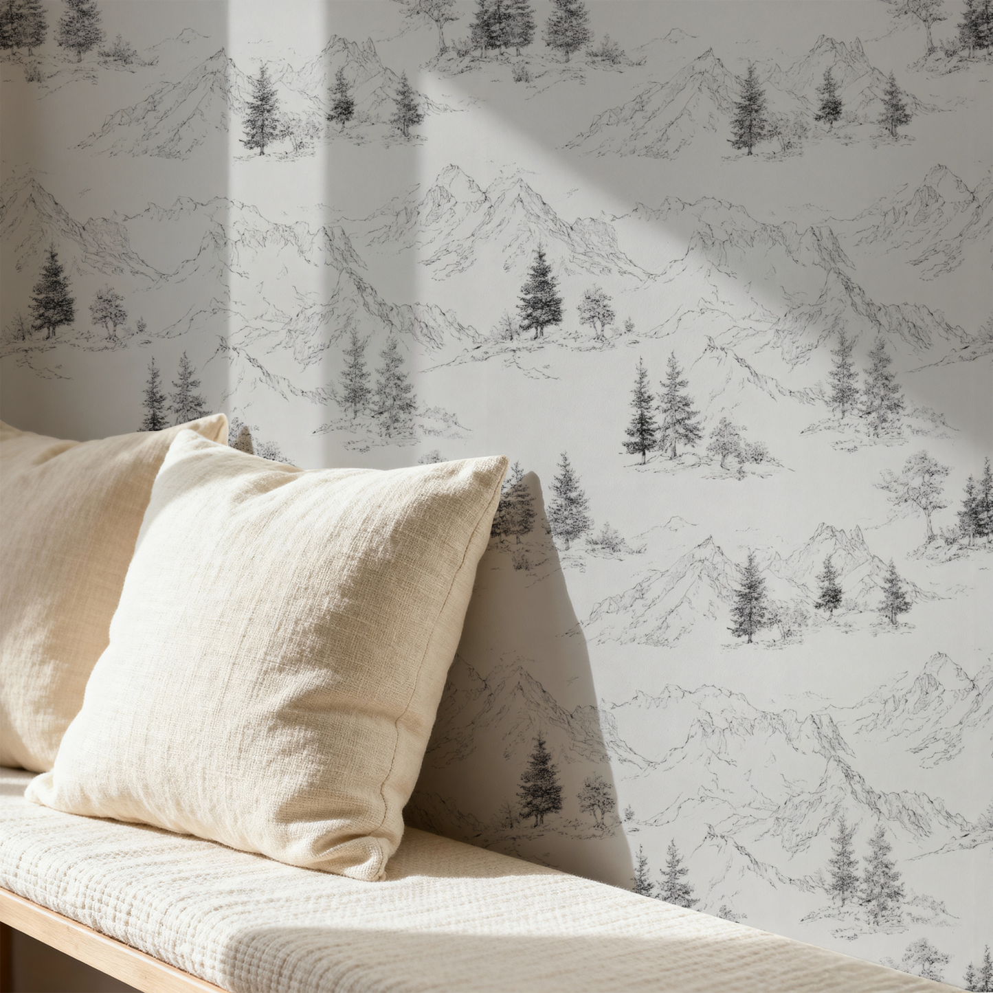 Summit Sketchbook Wallpaper installed in a room mockup