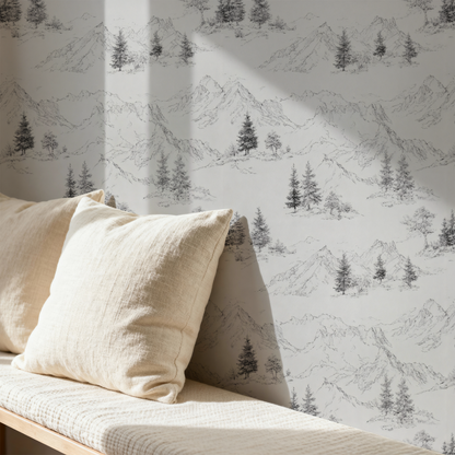 Summit Sketchbook Wallpaper installed in a room mockup