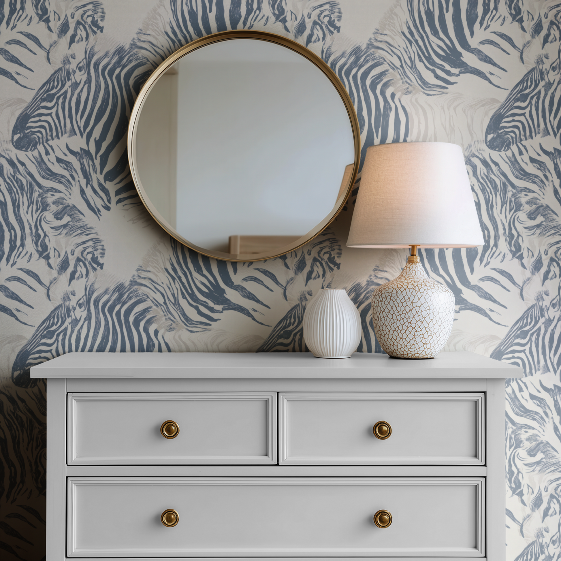 Serengeti Drift Wallpaper installed in a room mockup
