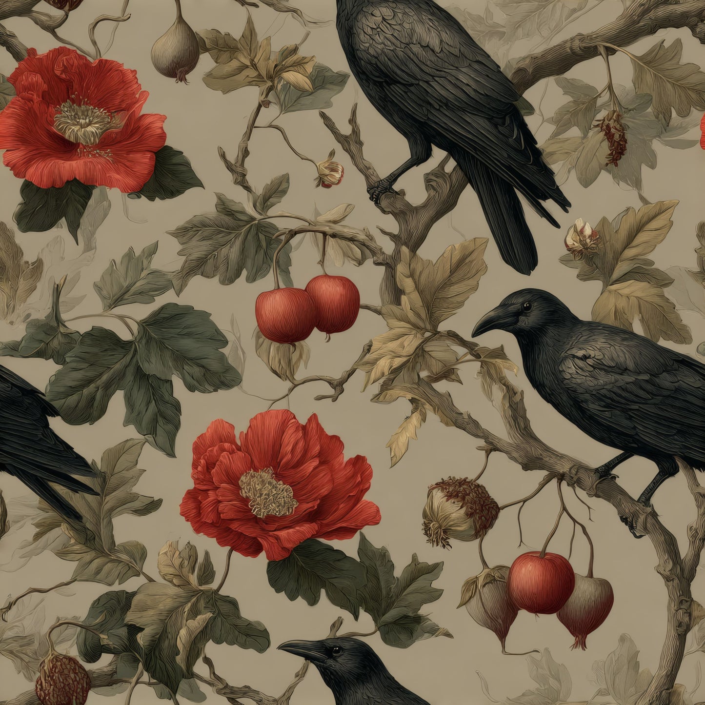 Corvid Orchard Wallpaper pattern repeat tile