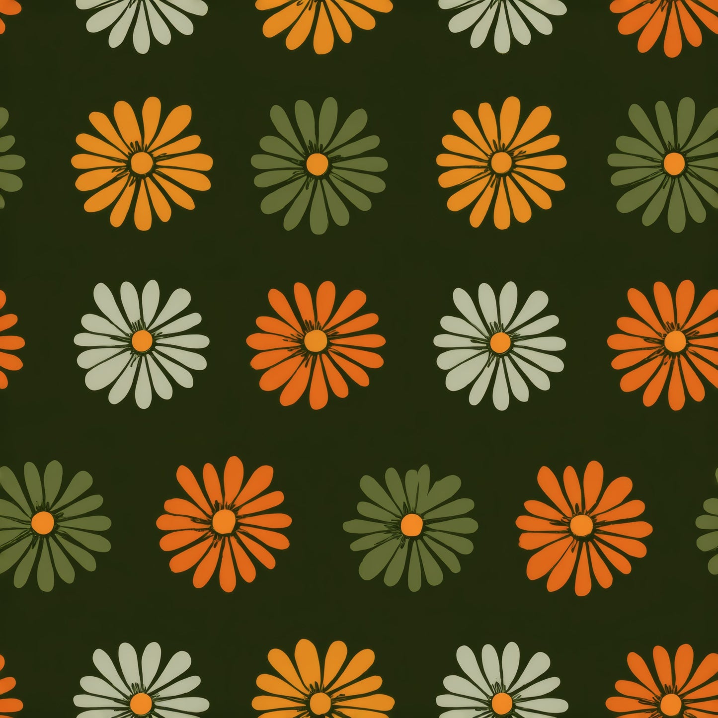 Harvest Daisy Grid Wallpaper pattern repeat tile