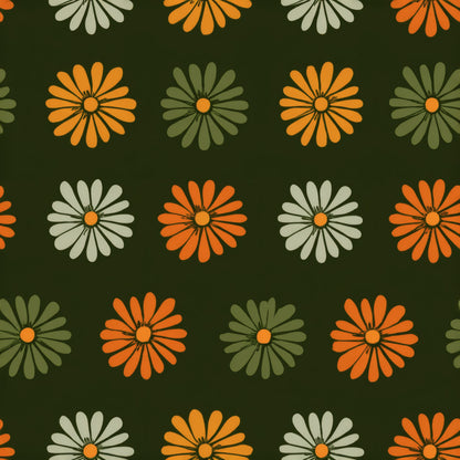 Harvest Daisy Grid Wallpaper pattern repeat tile