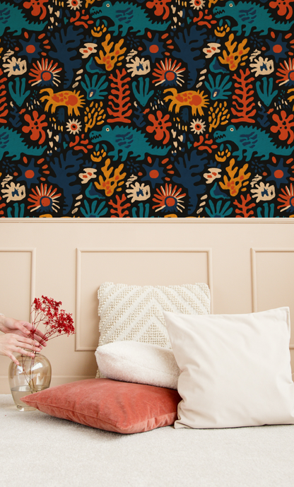 Primeval Menagerie Wallpaper installed in a room mockup