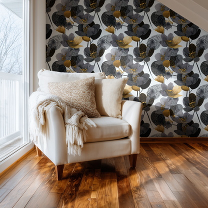Obsidian Stipple Wallpaper installed in a room mockup