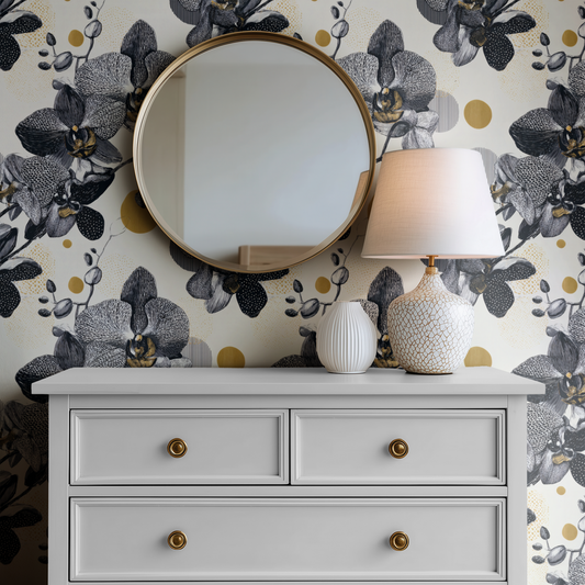 Gilded Moonrise Orchid Wallpaper
