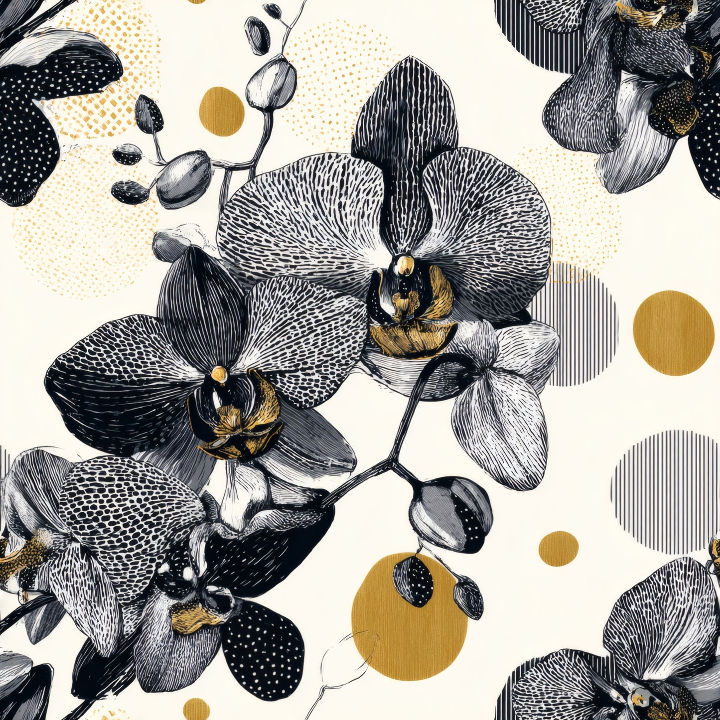 Gilded Moonrise Orchid Wallpaper pattern repeat tile