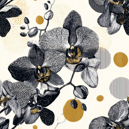 Gilded Moonrise Orchid Wallpaper pattern repeat tile