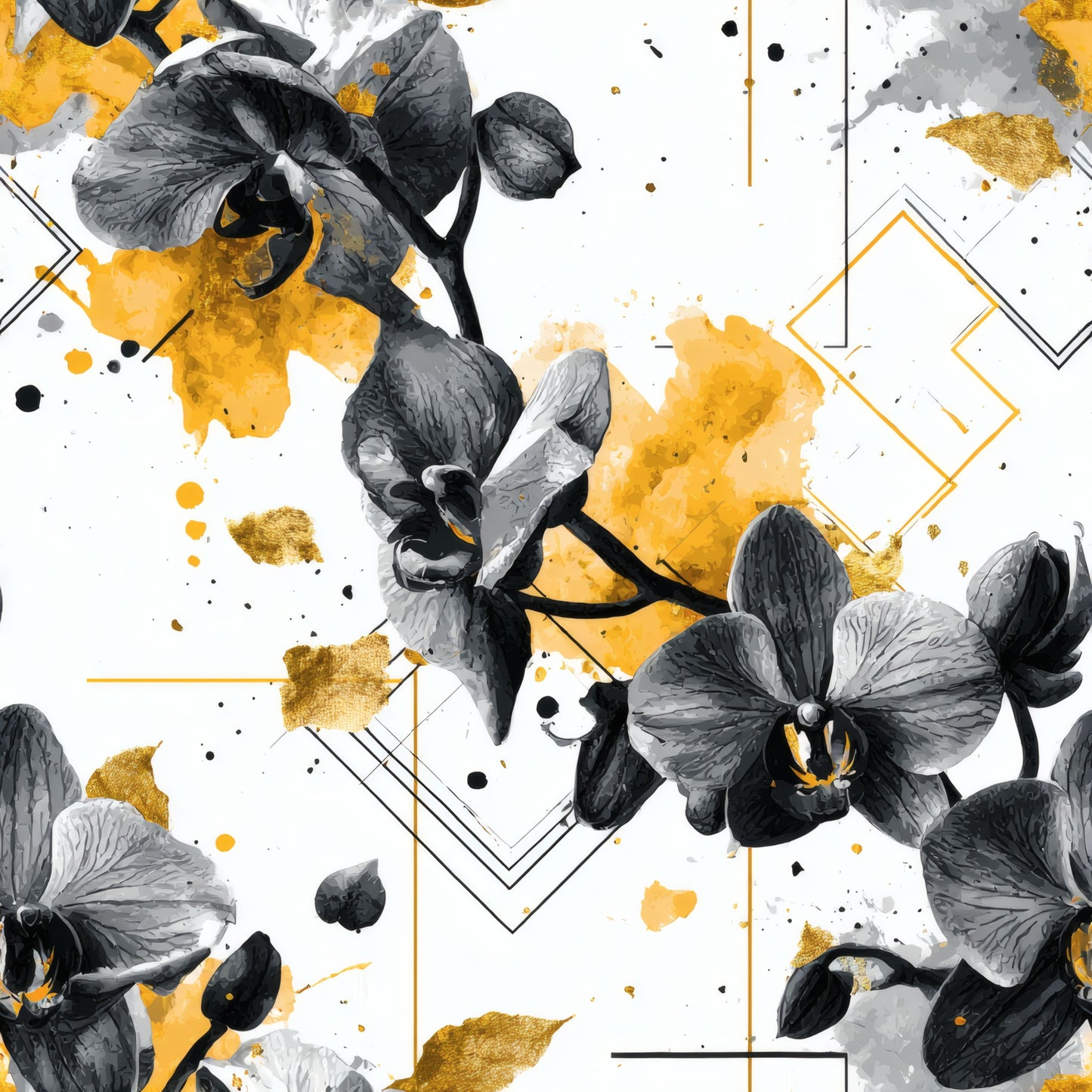 Obsidian Ochre Orchid Wallpaper pattern repeat tile