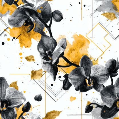 Obsidian Ochre Orchid Wallpaper pattern repeat tile