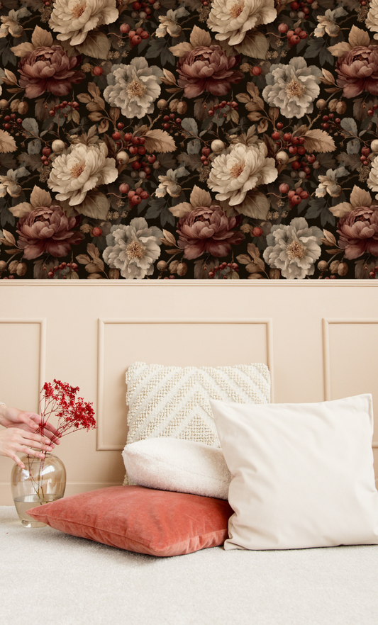 Obsidian Petal Still Life Wallpaper