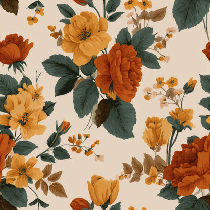 Harvest Rose Meadow Wallpaper