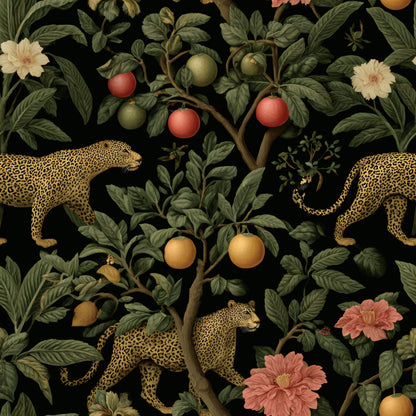 Midnight Leopard Jungle Wallpaper