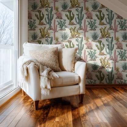 Sonoran Sketch Wallpaper installed in a room mockup