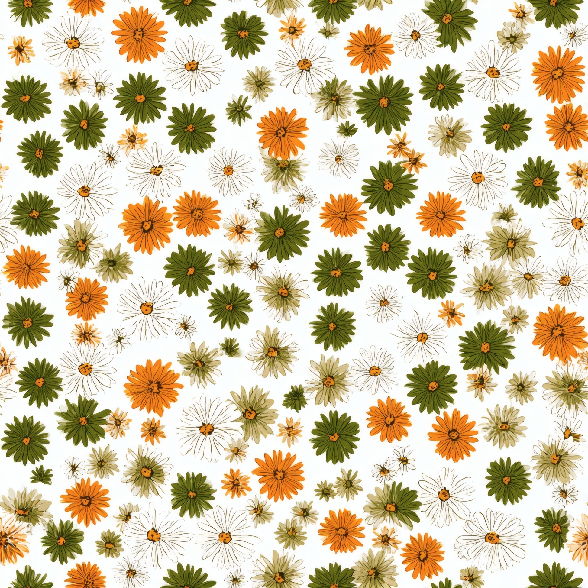 Olive Daisy Field Wallpaper pattern repeat tile