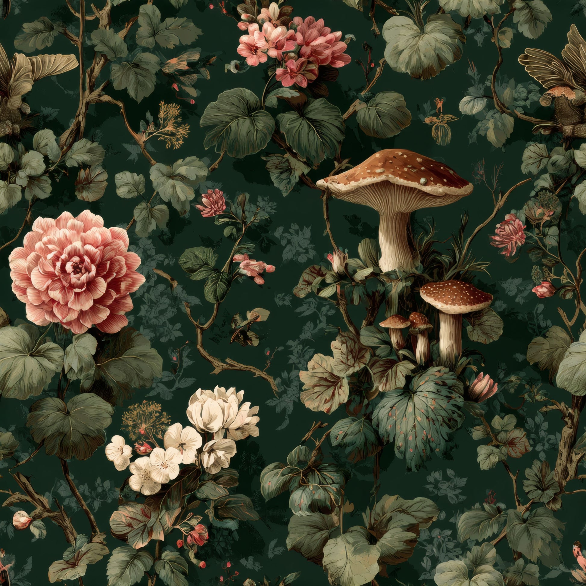 Midnight Garden Floor Wallpaper pattern repeat tile