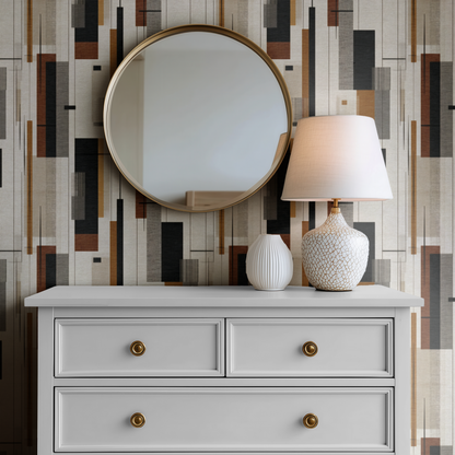 Bauhaus Column Wallpaper installed in a room mockup