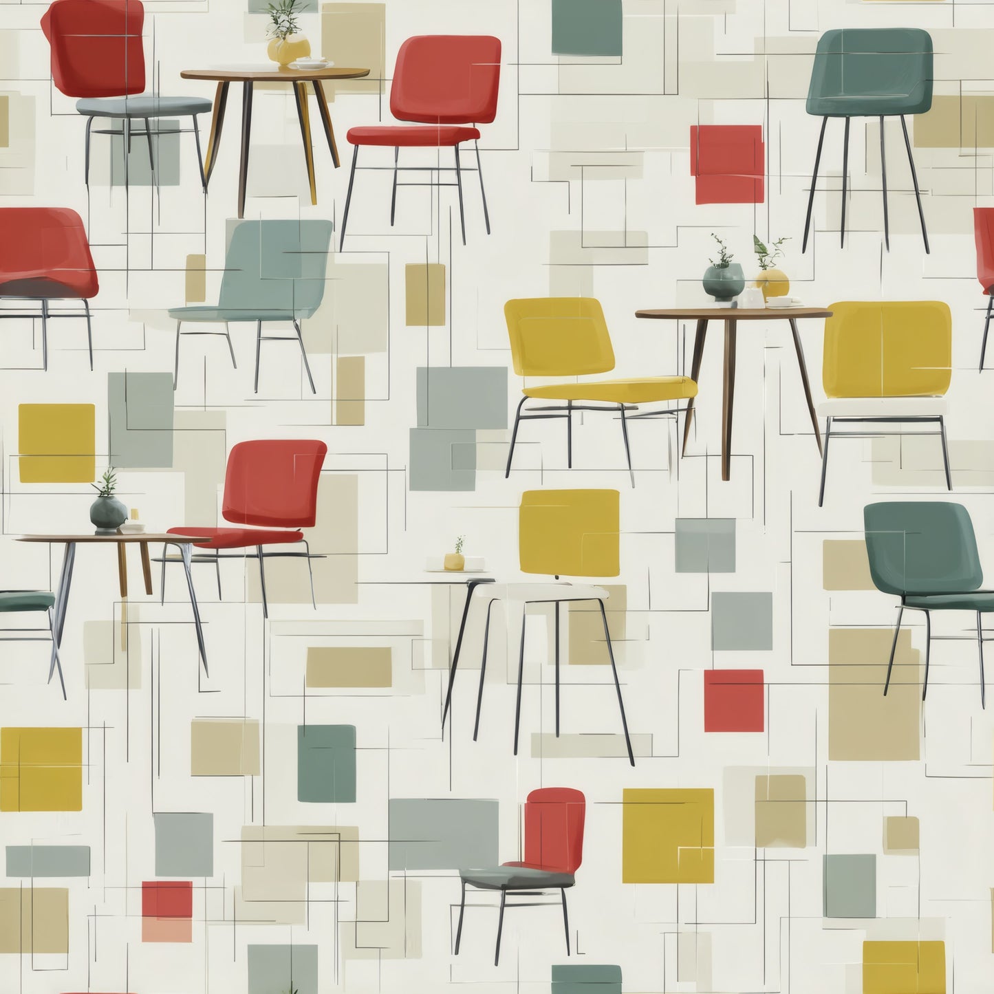 Eames Parlour Wallpaper pattern repeat tile