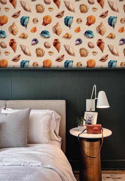 Sunlit Tideline Wallpaper installed in a room mockup