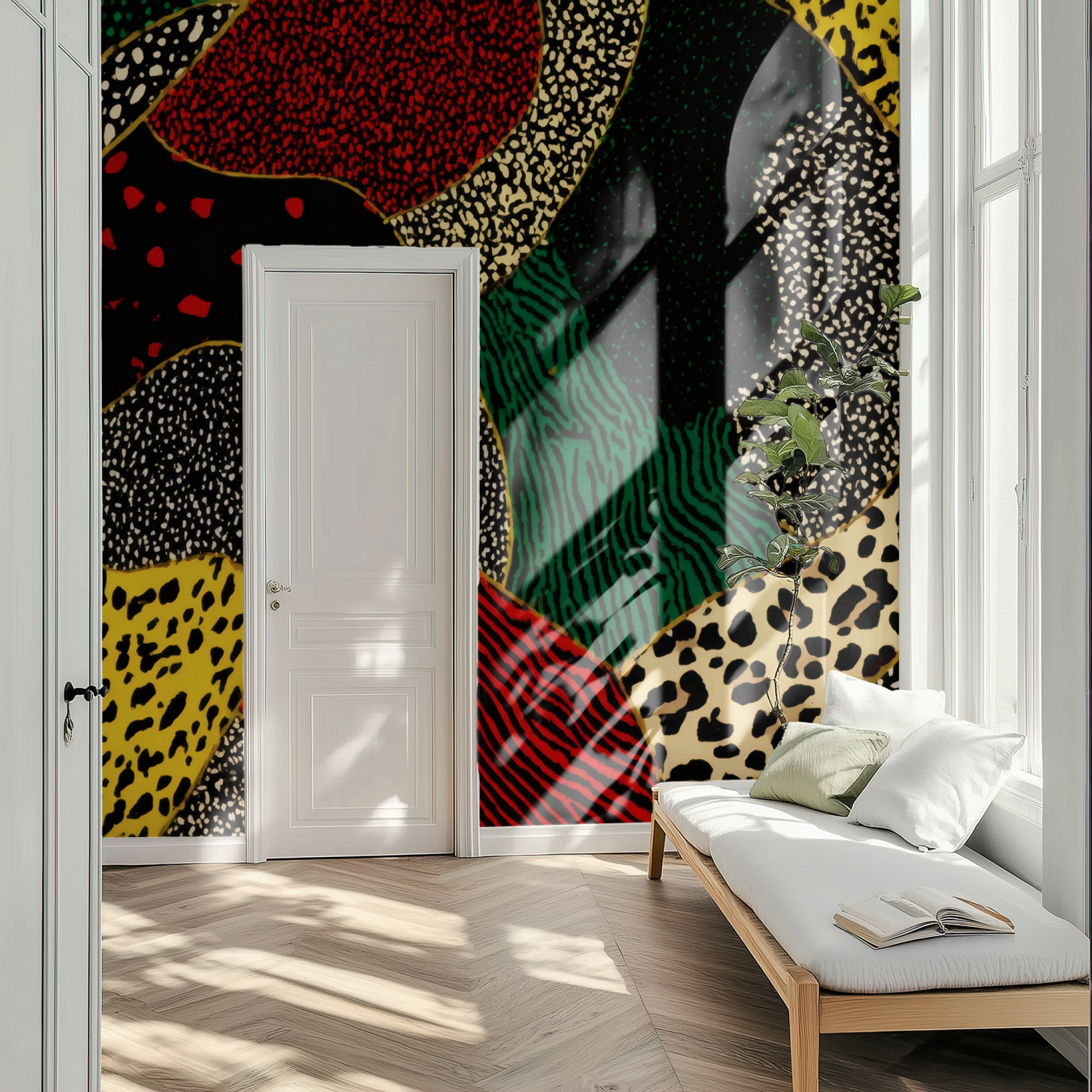 Serengeti Mosaic Mural installed in a room mockup