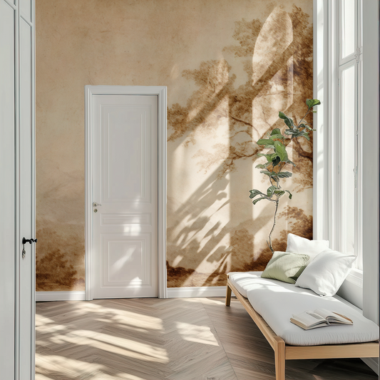 Sanguine Vista Mural installed in a room mockup