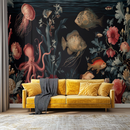 Abyssal Menagerie Mural installed in a room mockup
