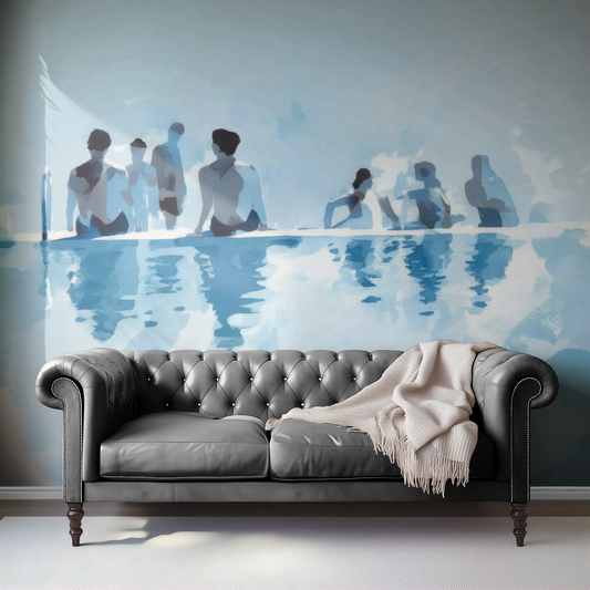 Azure Poolside Gathering Mural