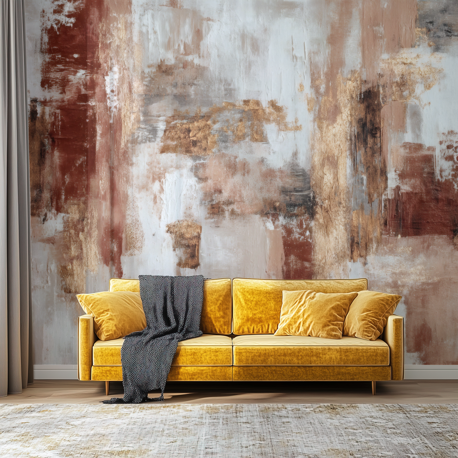 Burnished Earth Mural installed in a room mockup
