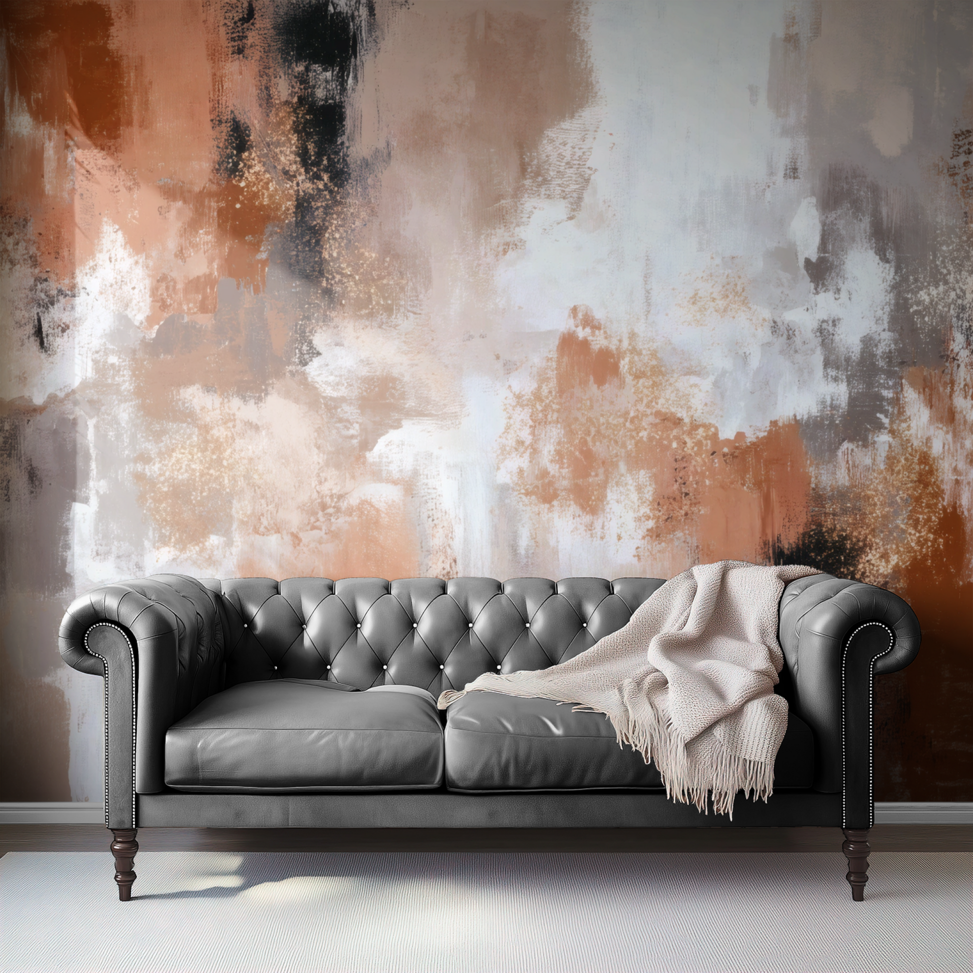 Sienna Strata Mural installed in a room mockup