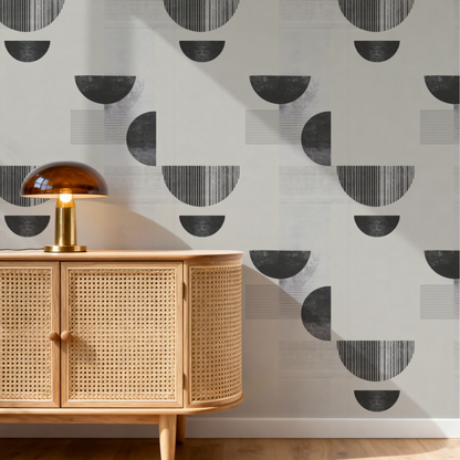 Bauhaus Hemisphere Wallpaper installed in a room mockup