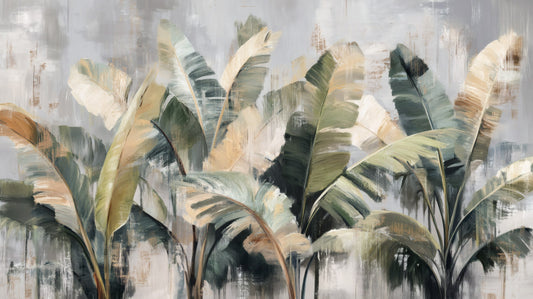 Muted Jungle Canopy Mural installed in a room mockup