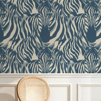 Brush Zebra large scale wallpaper in a styled room