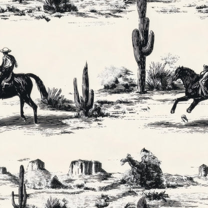 Western Toile Frontier Trail large scale wallpaper pattern repeat
