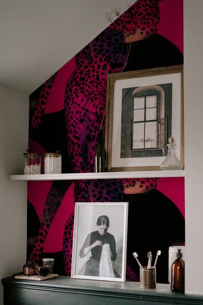 Gold Prowl large scale wallpaper in a styled room