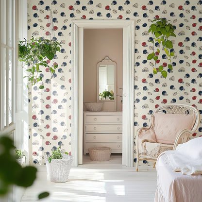 Gridiron Helmets wallpaper on a wall — Door to ensuite scene