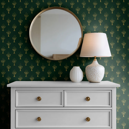Trophy Room wallpaper on a wall — Mirror above Dresser scene