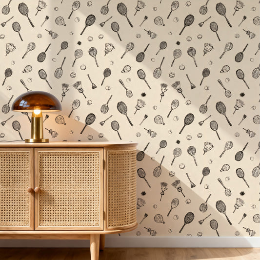 Racket Sketch wallpaper on a wall — Pattern 20 scene