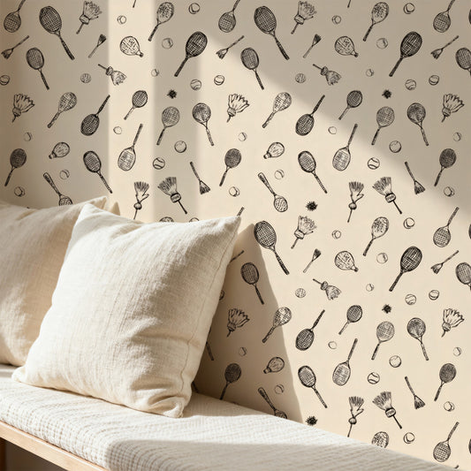 Racket Sketch wallpaper on a wall — Pattern 20 scene