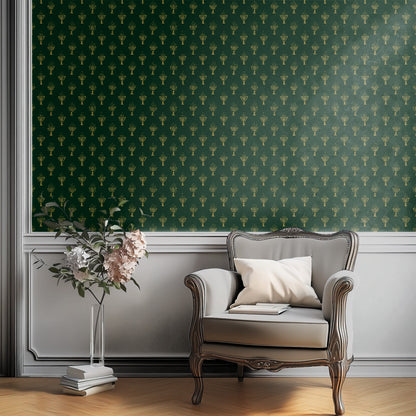 Trophy Room wallpaper on a wall — Plant Chair below wall scene