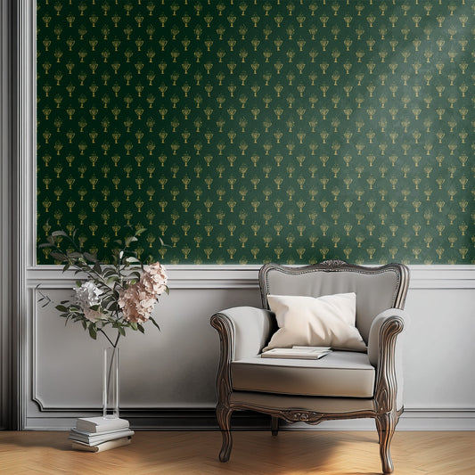 Trophy Room wallpaper on a wall — Mirror above Dresser scene