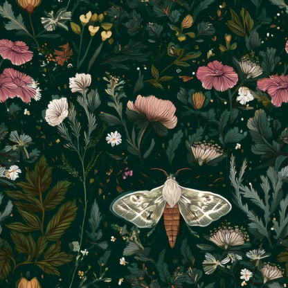 Moth Meadow large scale wallpaper pattern repeat