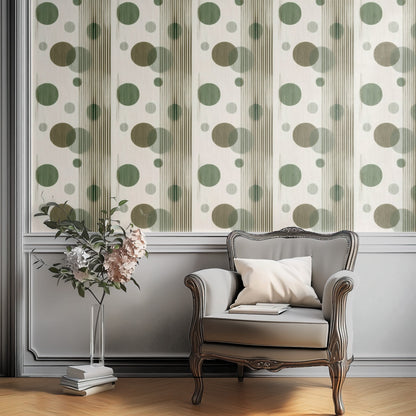 Olive Beads large scale wallpaper in a styled room