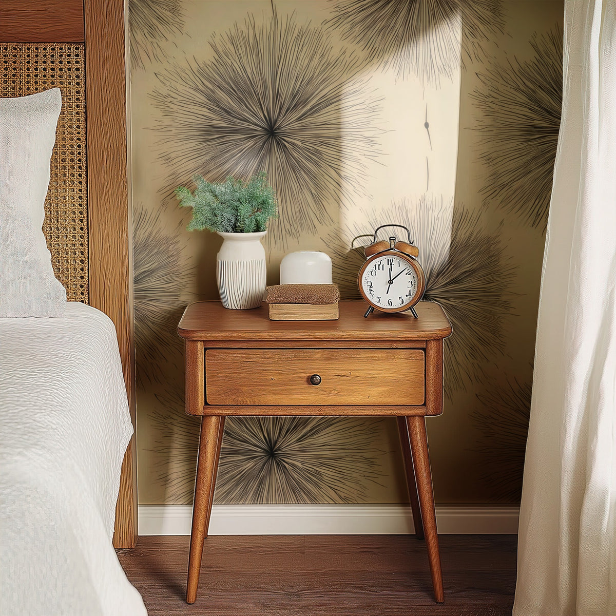 Thistle Puff large scale wallpaper in a styled room